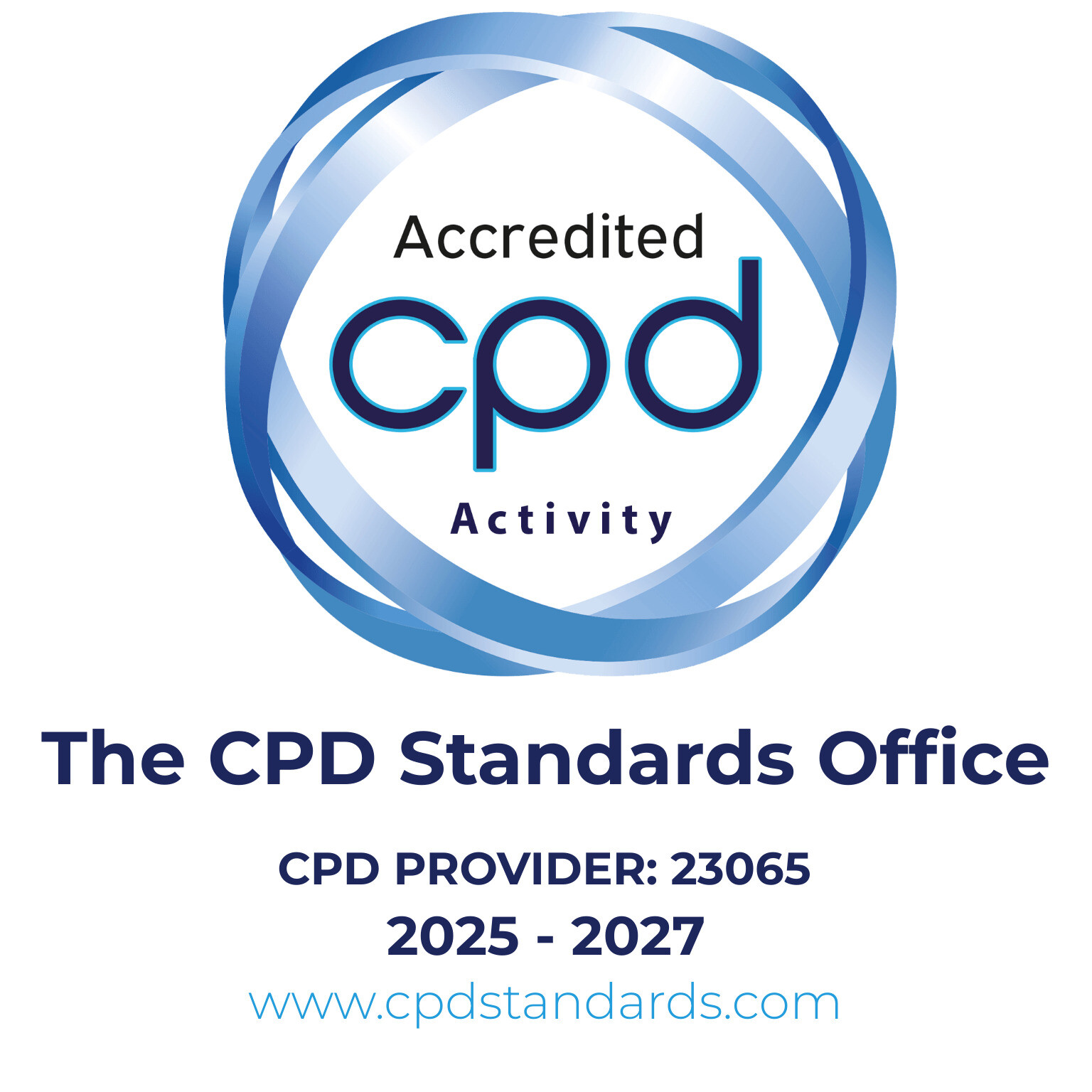 Official CPD Standards Office accredited provider badge for A1 Business Experts LLC, provider number 23065, accreditation period 2025 through 2027.